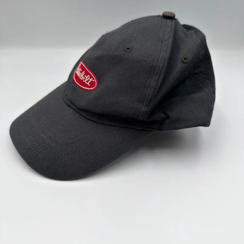 Youth Peterbilt Baseball Hat Black Red Oval Logo Trucker Cap Adjustable Strap